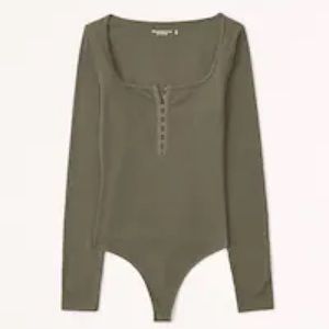 Abercrombie & Fitch Khaki Long Sleeve Bodysuit